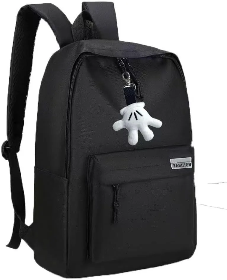 18 inches Mouse Design Backpack with Palm Pendant, 2 Piece Set (black)