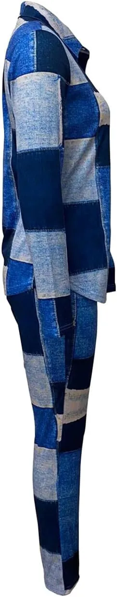 2-Piece Shirt Pants Outfits Sets, Womens Matching Sets Loungewear