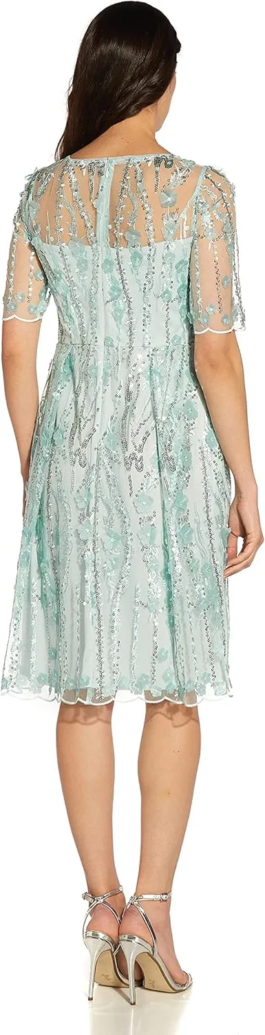Adrianna Papell Women's 3D Floral Sequin Dress