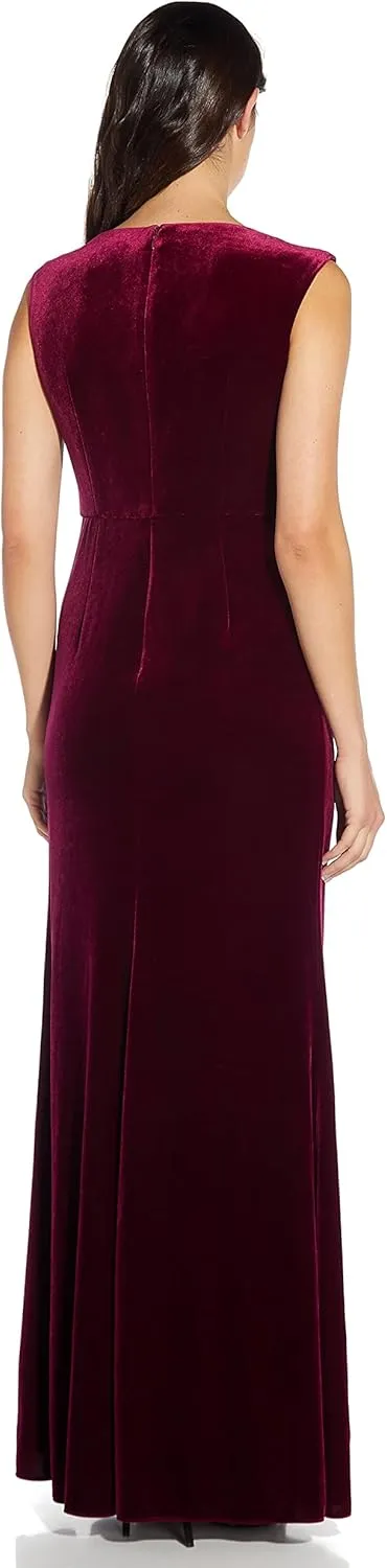 Adrianna Papell Women's Beaded Velvet Mermaid Gown