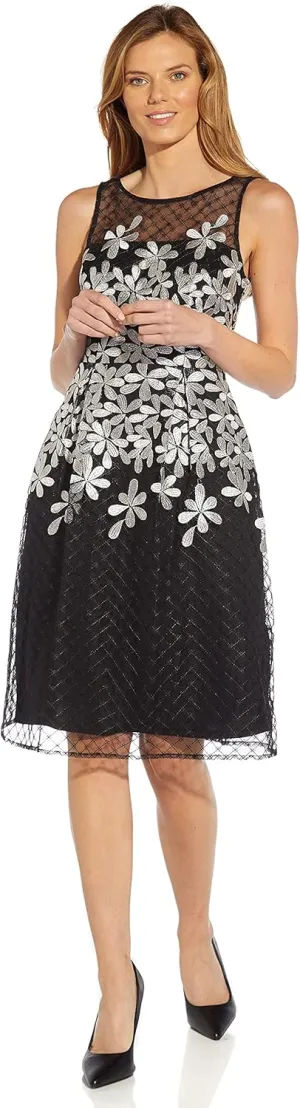 Adrianna Papell Women's Embroidered Fit and Flare