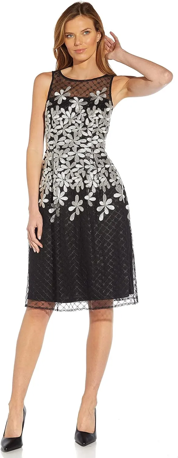 Adrianna Papell Women's Embroidered Fit and Flare
