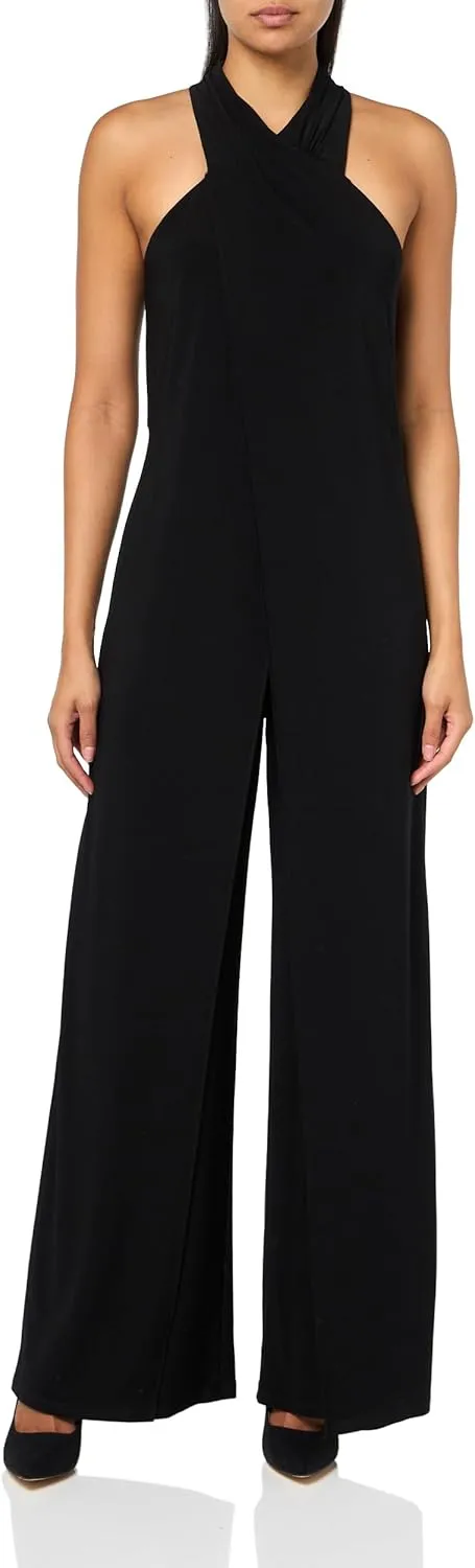 Adrianna Papell Womens Halter Overlay Jumpsuit
