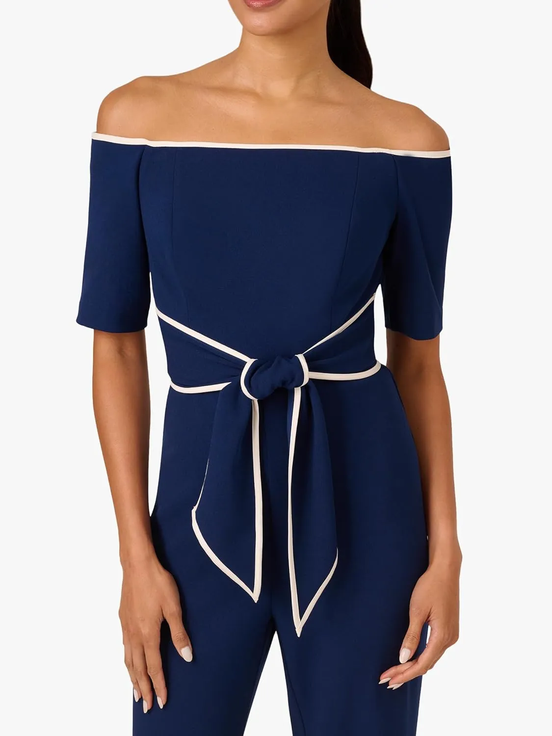 Adrianna Papell Womens Knit Crepe Tie Jumpsuit