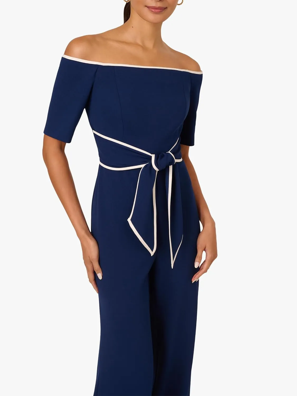 Adrianna Papell Womens Knit Crepe Tie Jumpsuit