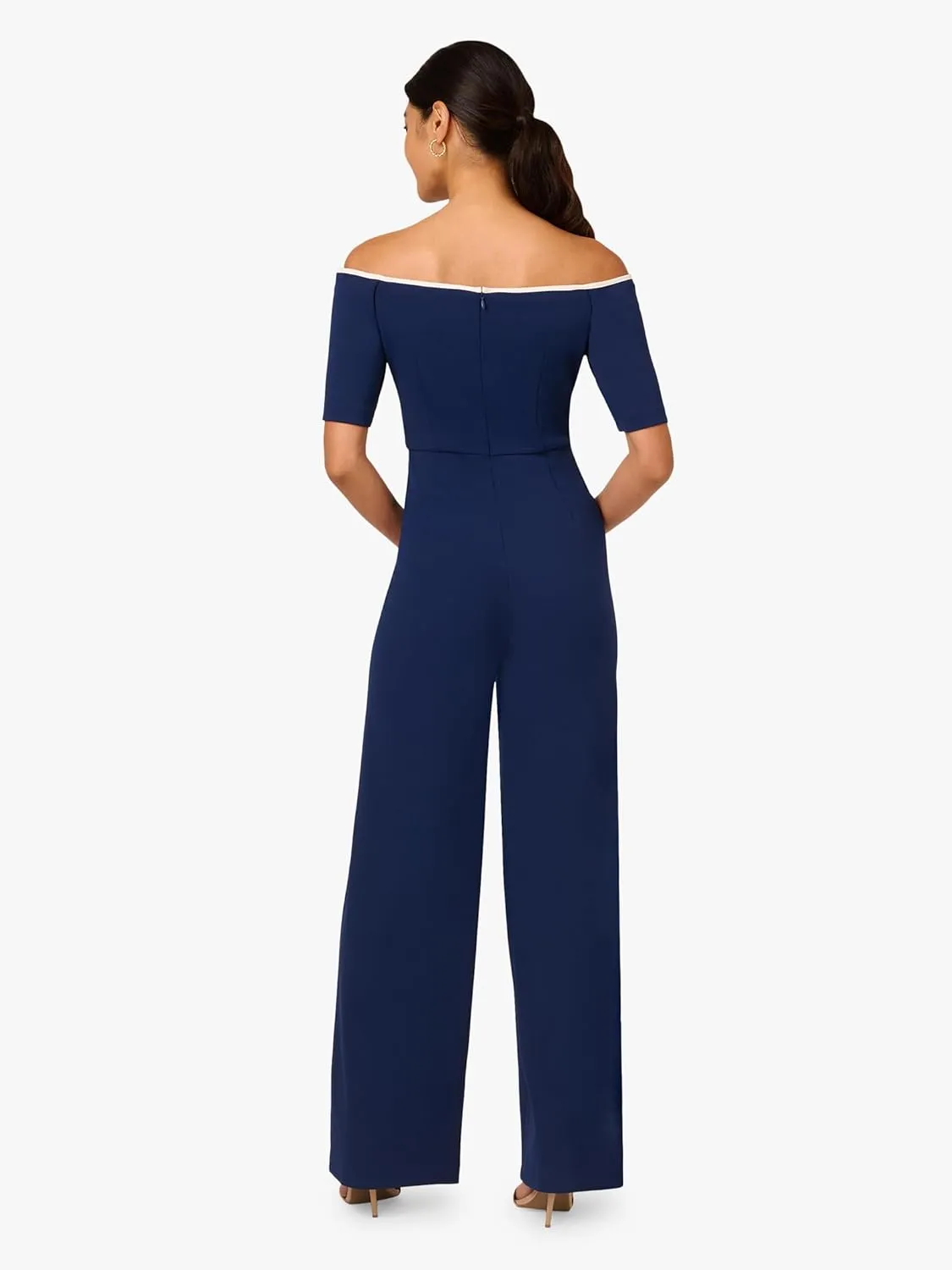Adrianna Papell Womens Knit Crepe Tie Jumpsuit