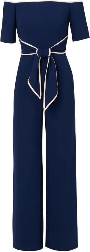 Adrianna Papell Womens Knit Crepe Tie Jumpsuit