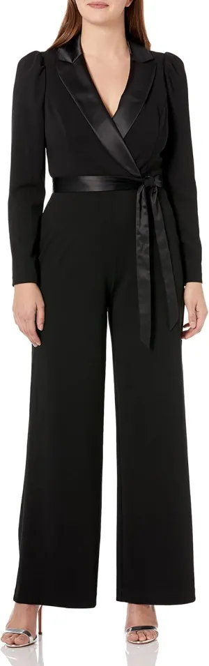 Adrianna Papell womens Knit Crepe Tuxedo Jumpsuit
