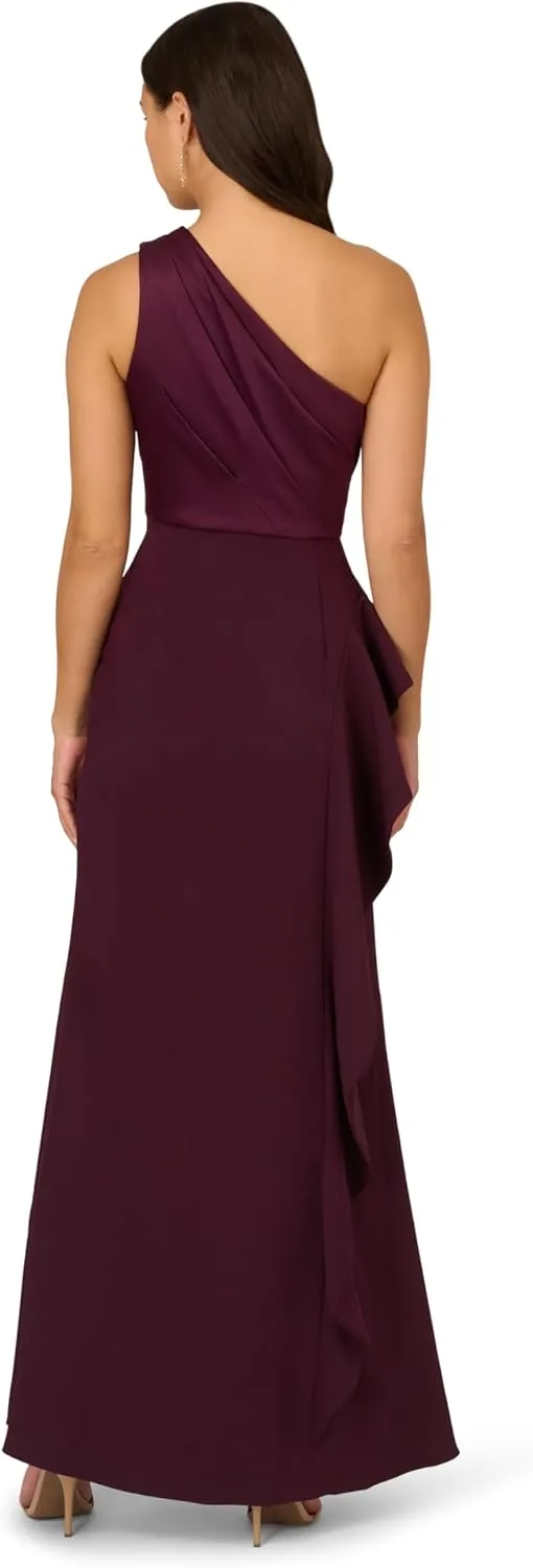 Adrianna Papell Women's One Shoulder Satin Crepe Gown