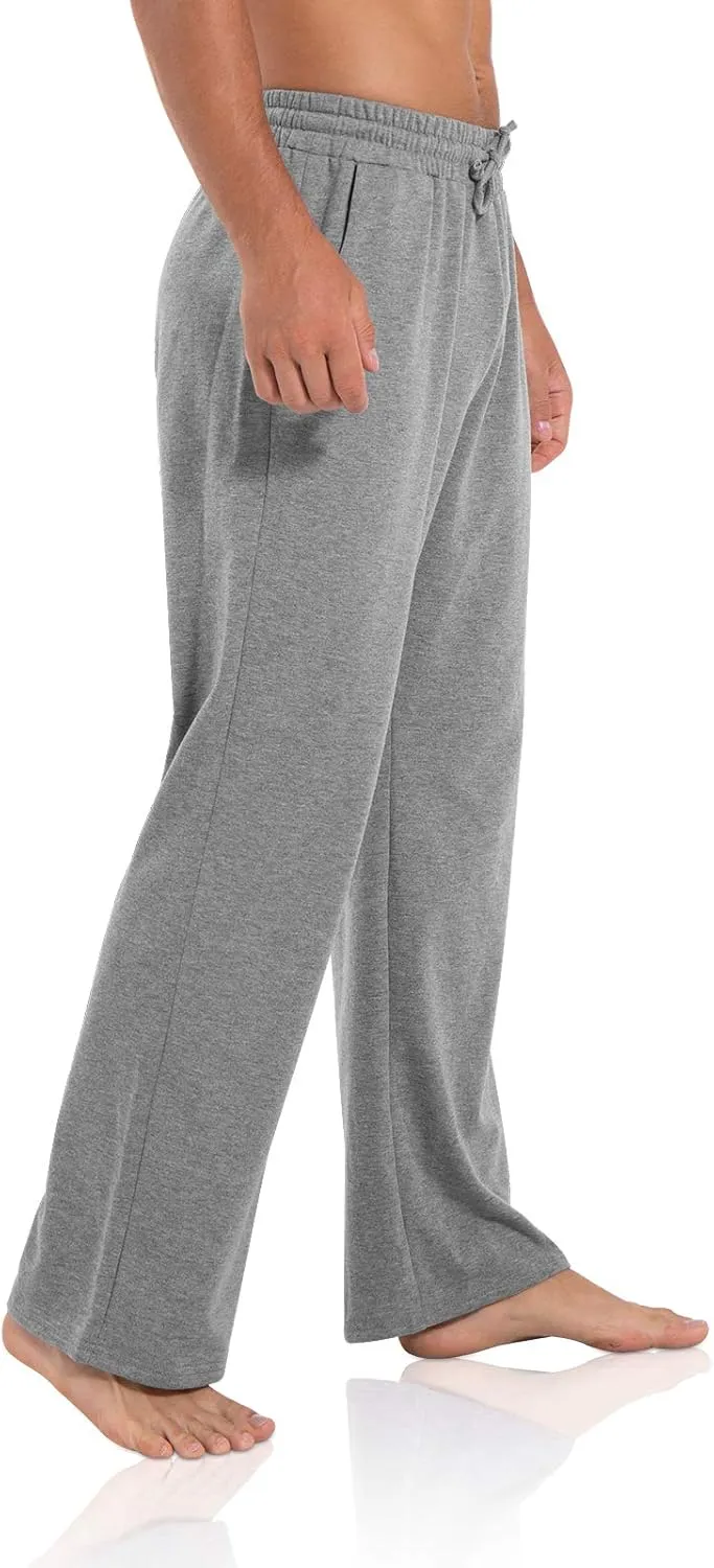 Agnes Urban Men's Joggers Sweatpants Open Bottom Straight Leg Casual Loose Fit Running Athletic Jersey Pants with Pockets