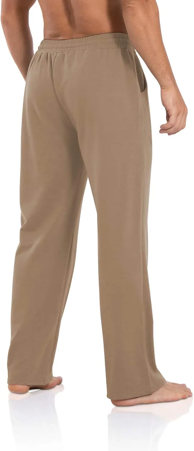 Agnes Urban Men's Joggers Sweatpants Open Bottom Straight Leg Casual Loose Fit Running Athletic Jersey Pants with Pockets