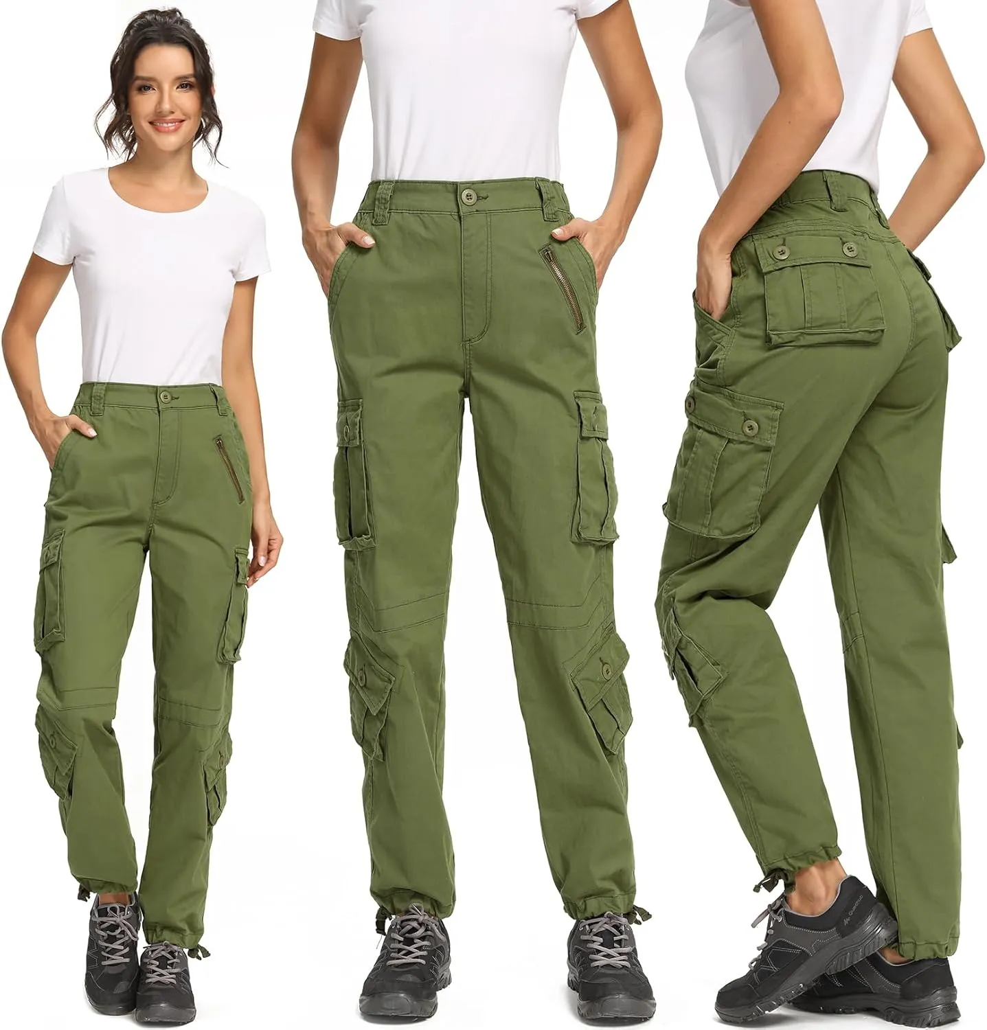 Alfiudad Womens Cargo Pants with Pockets, Women's Casual Military Army Hiking Combat Tactical Work Pants Trousers