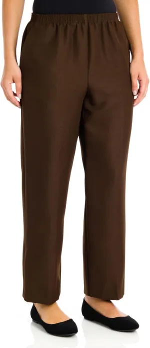 Alfred Dunner Plus Size Basic Polyester Pull-On Pants 09200, Brown, 16 Plus