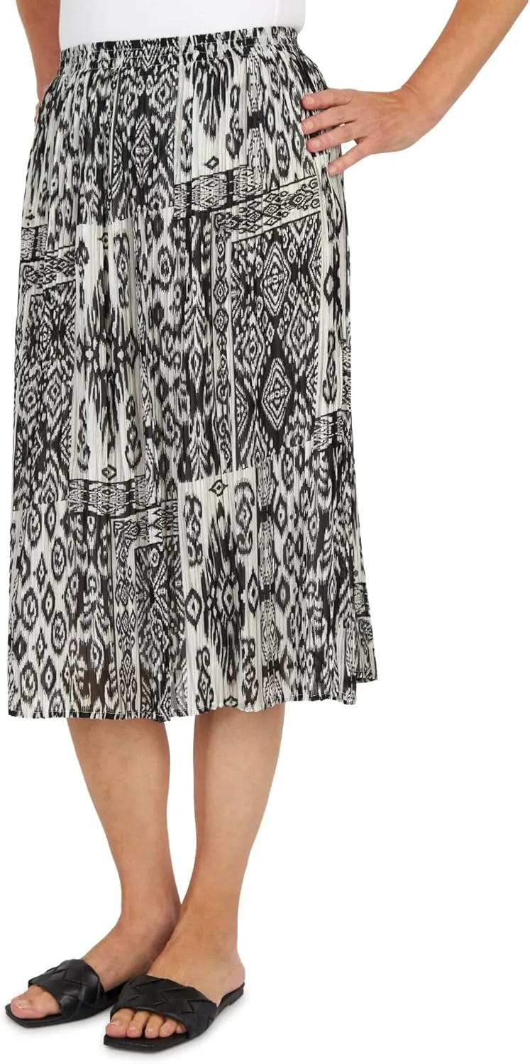 Alfred Dunner Women's Patchwork Pleated Midi Skirt