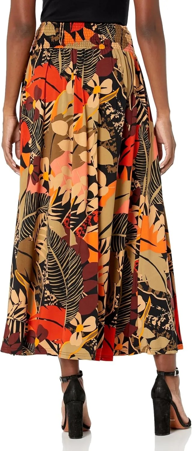 Angie Women's Smocked Waist Overlap Slit Maxi Skirt