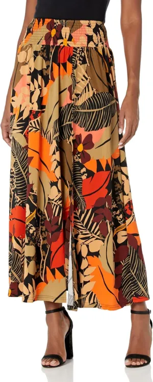 Angie Women's Smocked Waist Overlap Slit Maxi Skirt