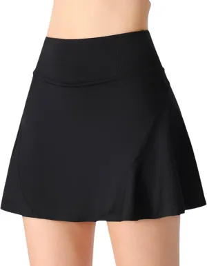 Anna-Kaci Women's High Waist A-Line Athletic Skort with Built-in Shorts
