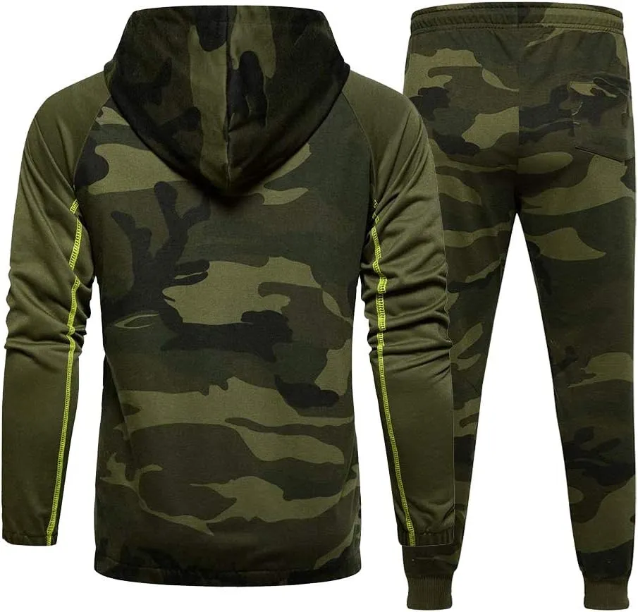 AOTORR Mens Sweatsuits 2 Piece Casual Tracksuits Camo Hoodie Jogging Sweatpants Suit