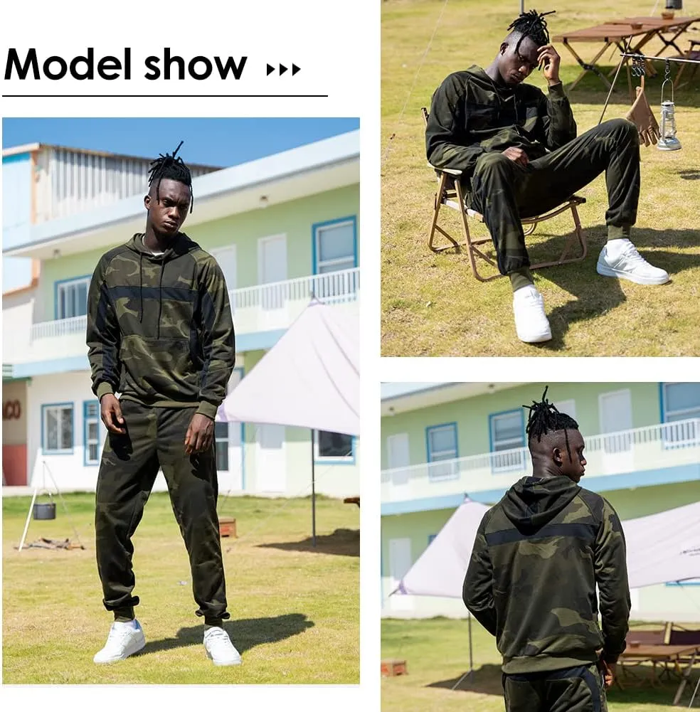 AOTORR Mens Sweatsuits 2 Piece Casual Tracksuits Camo Hoodie Jogging Sweatpants Suit