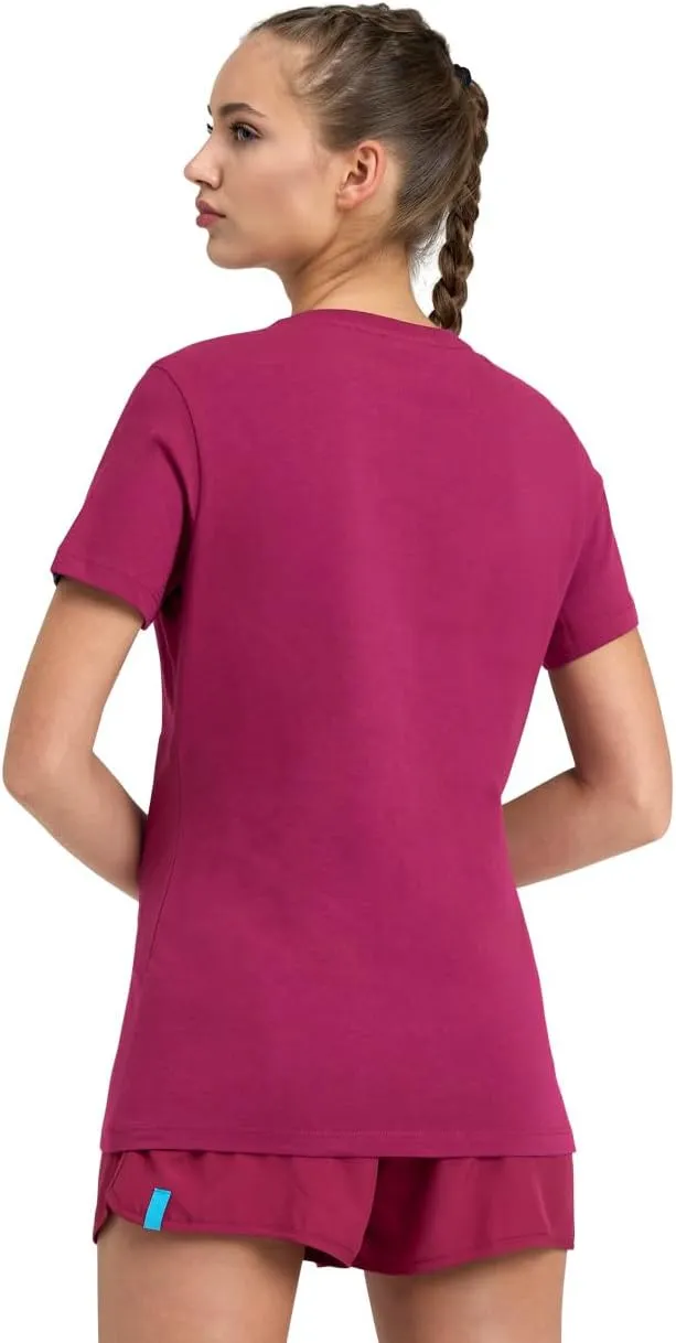 ARENA Team Women's Panel Cotton T-Shirt Short Sleeve V-Neck Active Tee Regular Fit Lightweight Athletic Top Gym Training