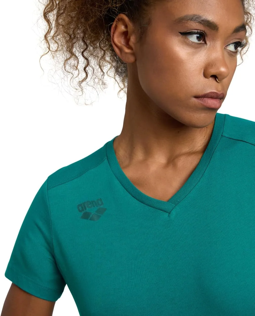 ARENA Team Women's Panel Cotton T-Shirt Short Sleeve V-Neck Active Tee Regular Fit Lightweight Athletic Top Gym Training