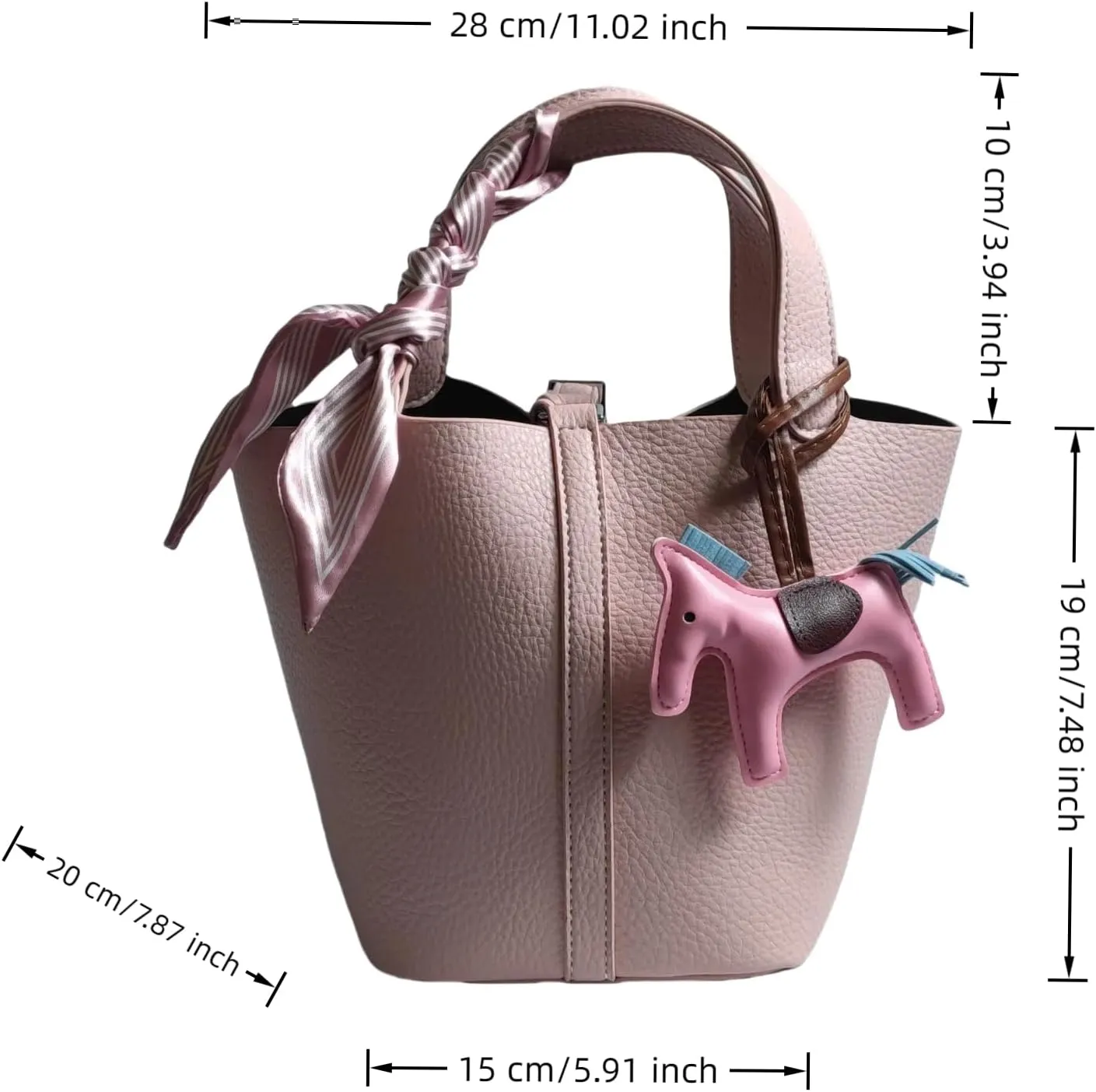 Bag Vegetable Basket, Handbag, PU Leather Lock Design, Fashionable and Aersatile Shoulder Bag, Shopping, Travel, Party