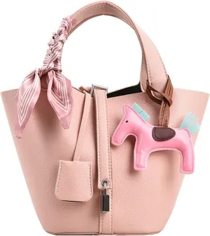Bag Vegetable Basket, Handbag, PU Leather Lock Design, Fashionable and Aersatile Shoulder Bag, Shopping, Travel, Party