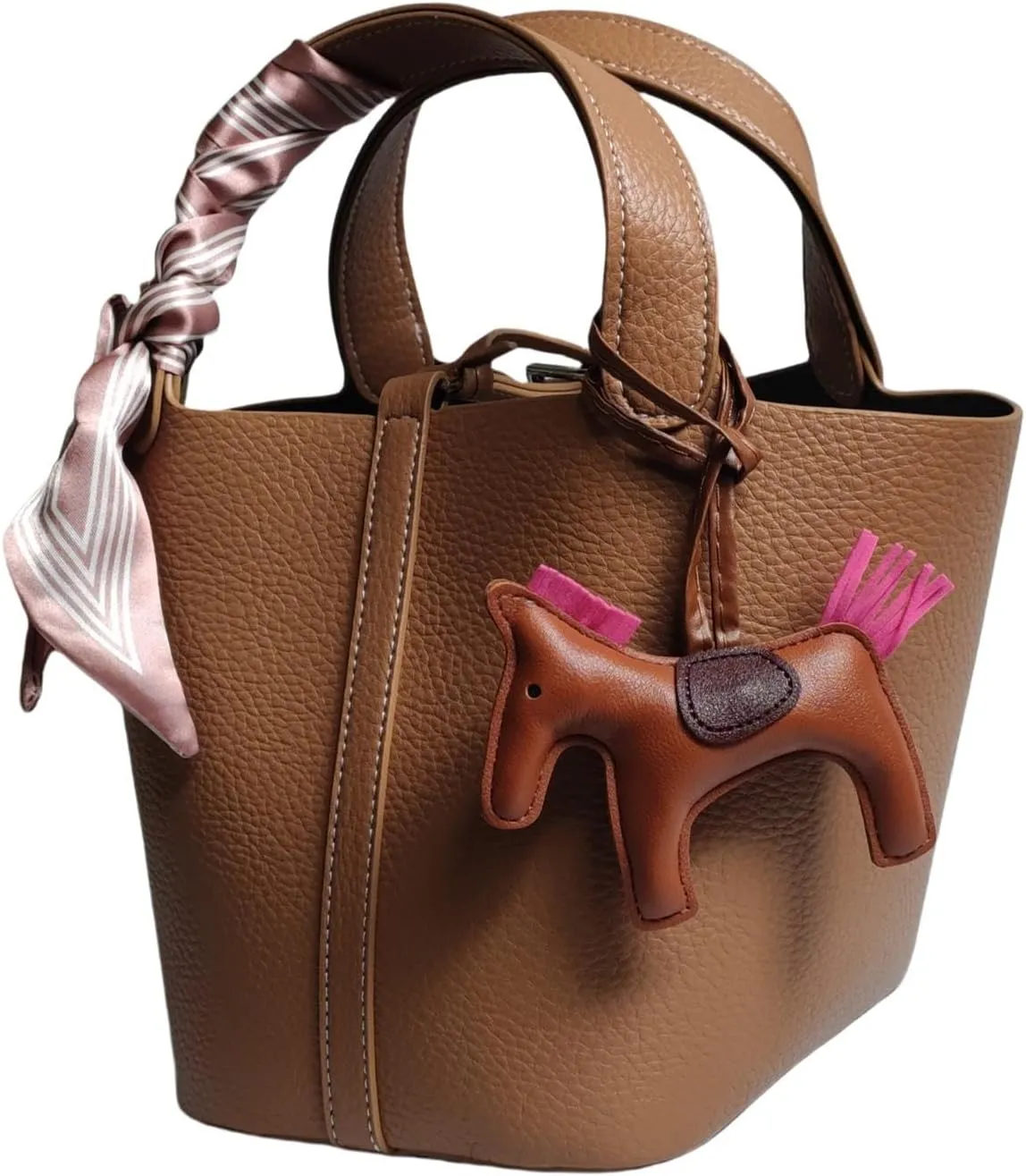 Bag Vegetable Basket, Handbag, PU Leather Lock Design, Fashionable and Aersatile Shoulder Bag, Shopping, Travel, Party