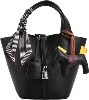 Bag Vegetable Basket, Handbag, PU Leather Lock Design, Fashionable and Aersatile Shoulder Bag, Shopping, Travel, Party