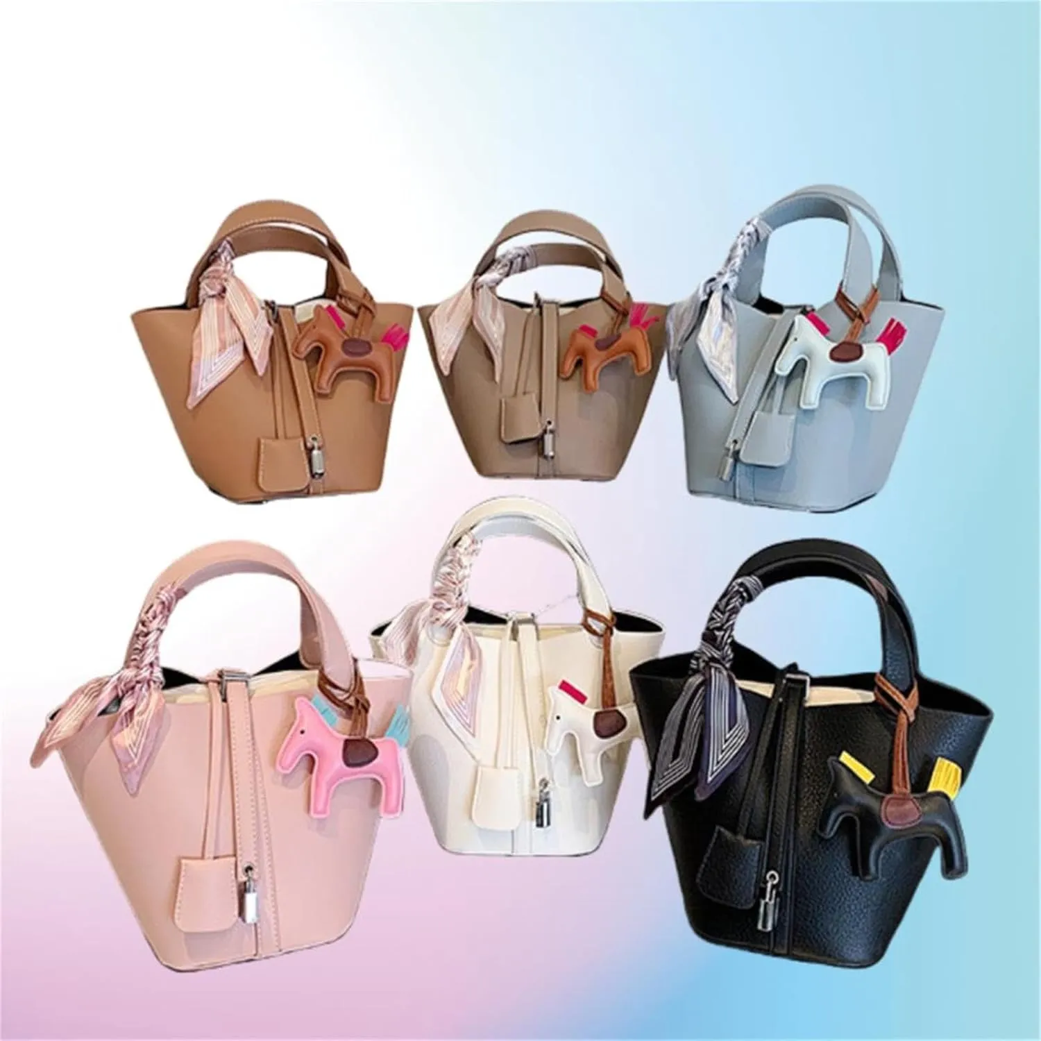 Bag Vegetable Basket, Handbag, PU Leather Lock Design, Fashionable and Aersatile Shoulder Bag, Shopping, Travel, Party