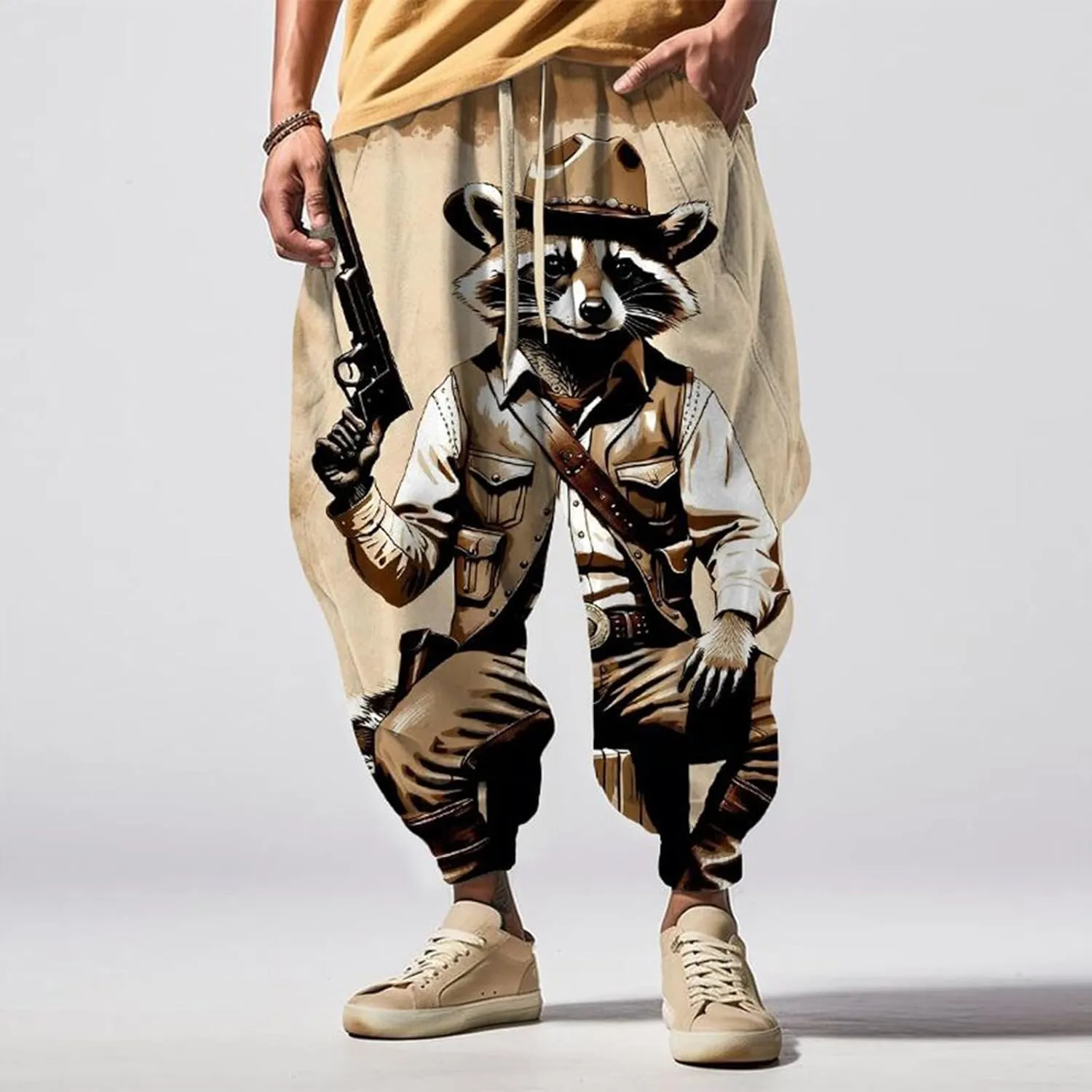 Baggy Wide Leg Pants Fashion Street Feel Casual Sweatpants Casual Wide Leg Jogger Pants White Pants Men Samurai
