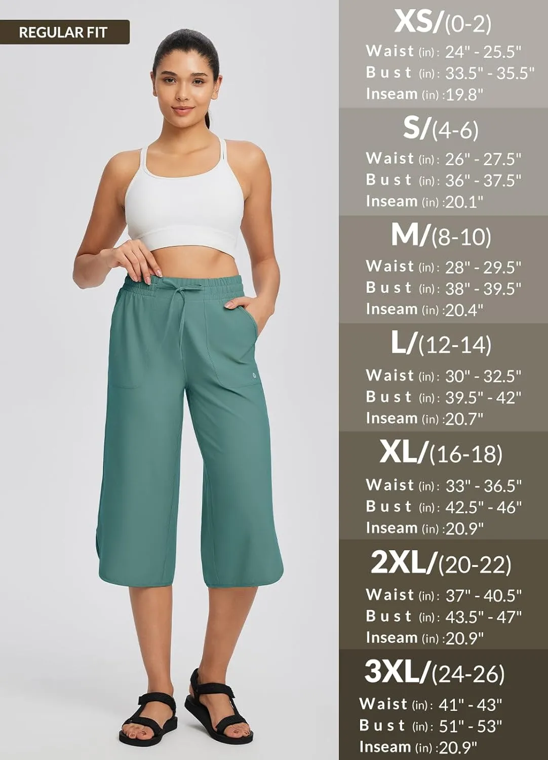 baleaf Women's Capri Pants Wide Leg Plus Size UPF50  Lightweight Quick Dry Pants Casual Loose Sweatpants Hiking Walking