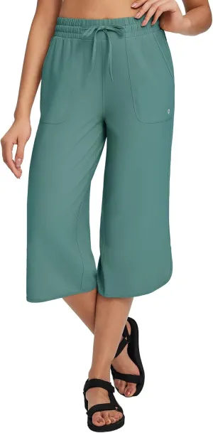 baleaf Women's Capri Pants Wide Leg Plus Size UPF50  Lightweight Quick Dry Pants Casual Loose Sweatpants Hiking Walking