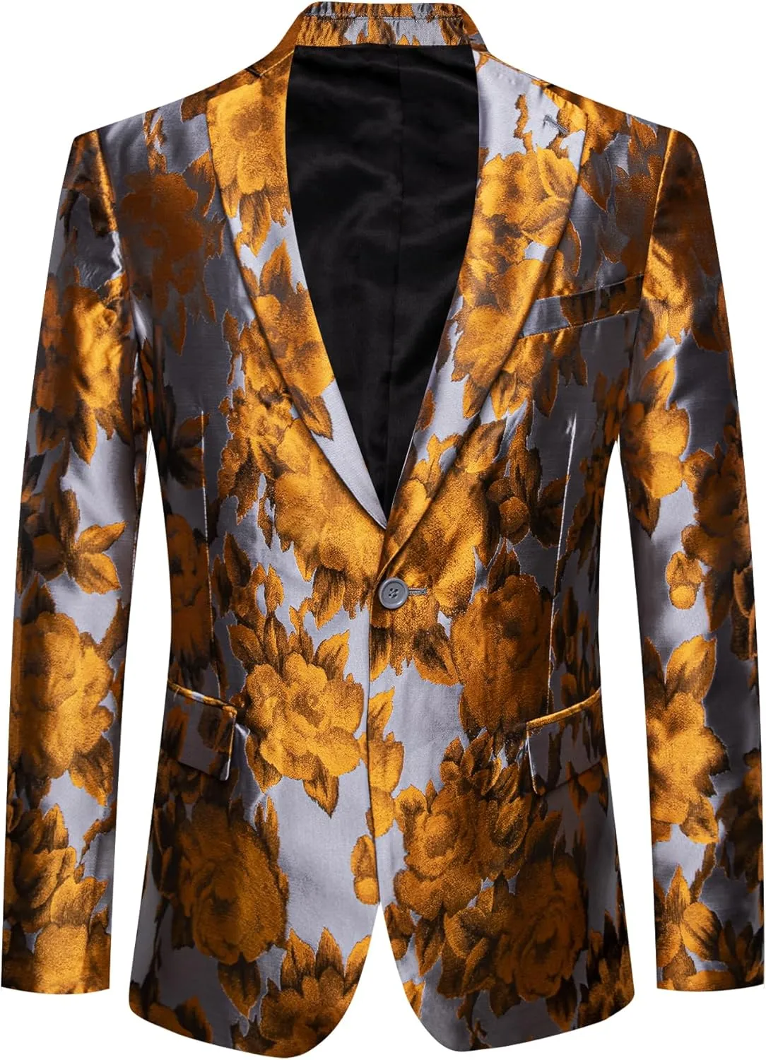 Barry.Wang Mens Floral Blazer Notched Lapel Suit Jacket Flowers Tuxedo Party Christmas Holiday Cruise Coat