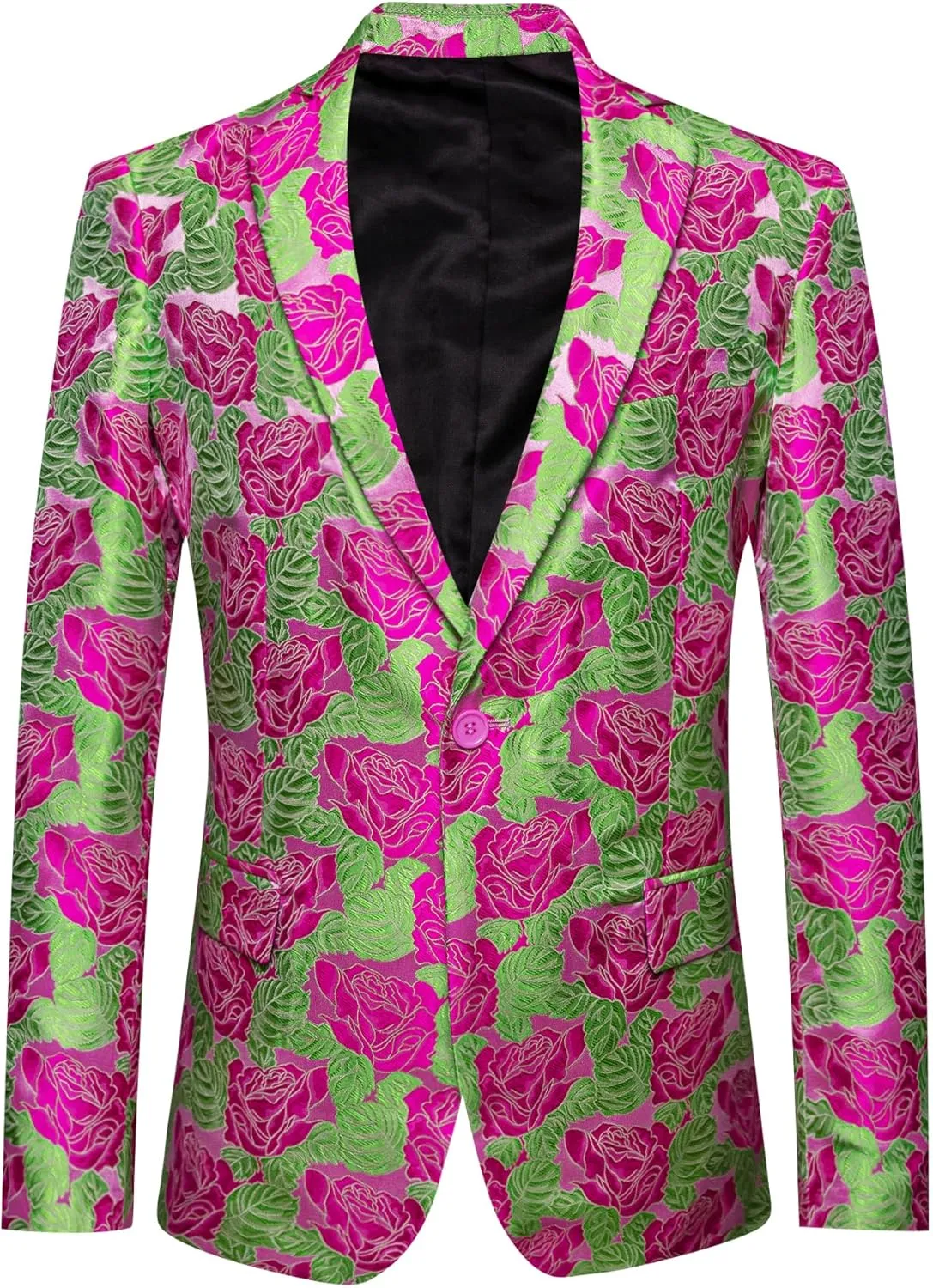 Barry.Wang Mens Floral Blazer Notched Lapel Suit Jacket Flowers Tuxedo Party Christmas Holiday Cruise Coat