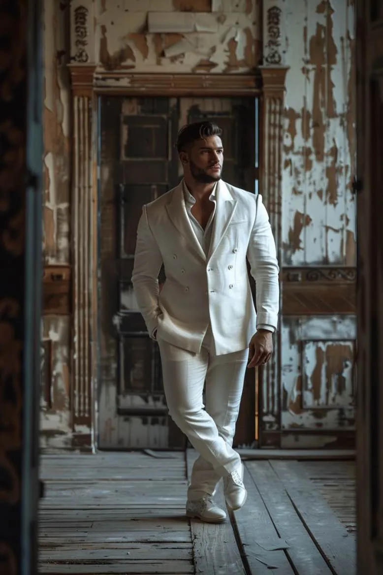 Benjamin Royal GentlemanWhite Men Suits Slim Fit Blazer Classic suits