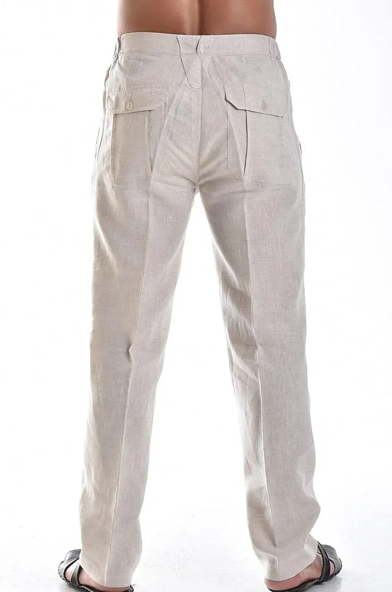 bohio Men's Casual Summer 100% Linen Drawstring Pants - MLP19