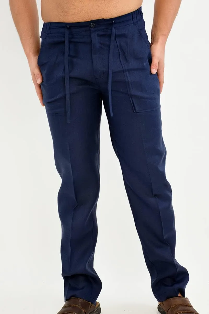 bohio Men's Casual Summer 100% Linen Drawstring Pants - MLP19