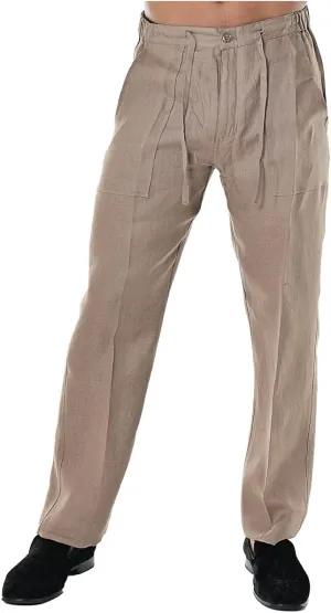 bohio Men's Casual Summer 100% Linen Drawstring Pants - MLP19