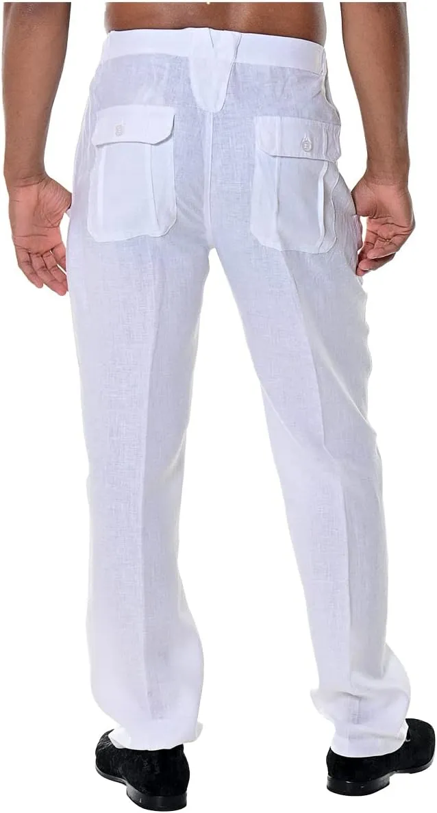 bohio Men's Casual Summer 100% Linen Drawstring Pants - MLP19