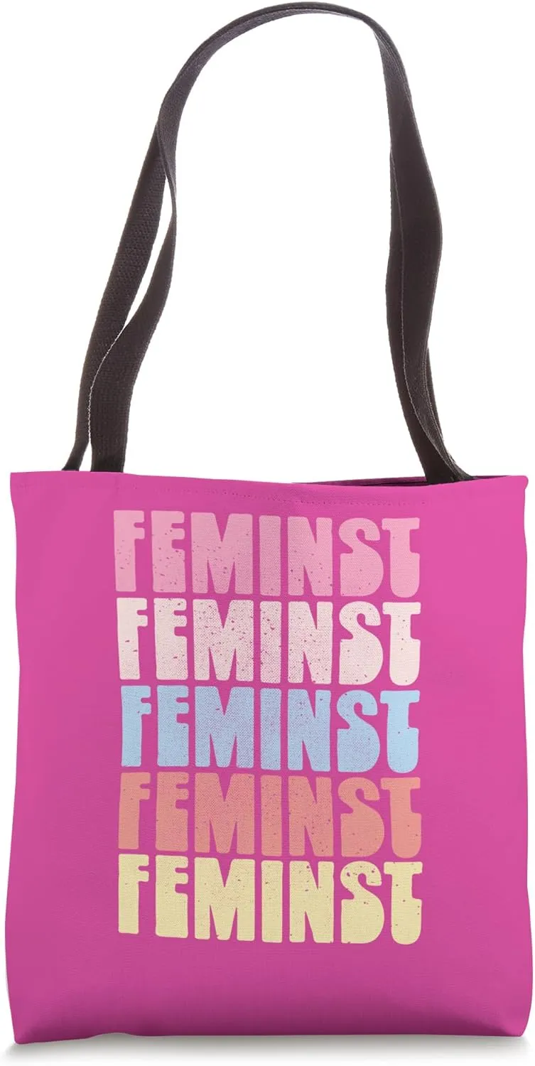 Bold Empowerment Graphic, Retro-Inspired Repeating Statement Tote Bag