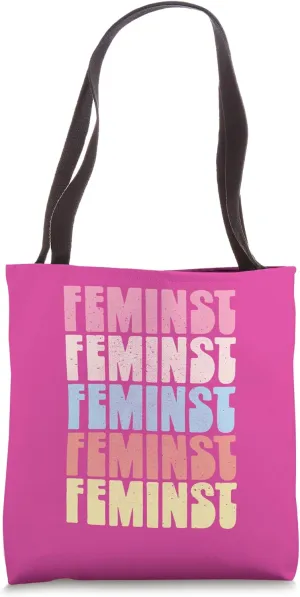 Bold Empowerment Graphic, Retro-Inspired Repeating Statement Tote Bag