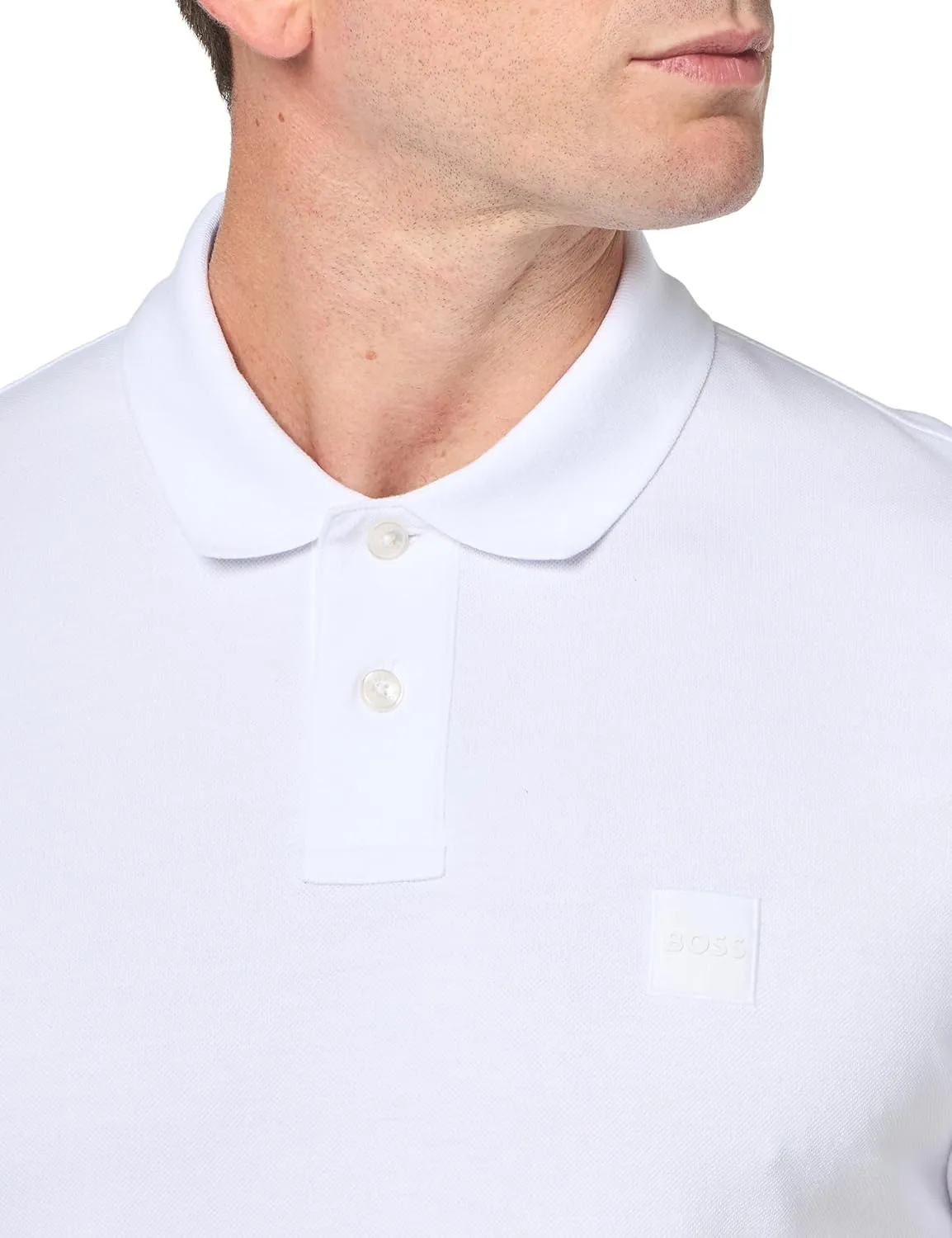 BOSS Men's Square Patch Logo Slim Fit Pique Polo Shirt