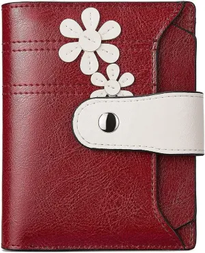 BOSTANTEN Women's Leather Designer Handbags Tote Purse Shoulder Bucket Bag Wine Red and Women Leather Wallet RFID Blocking Small Bifold Zipper Pocket Wallet Card Case Purse with ID Window