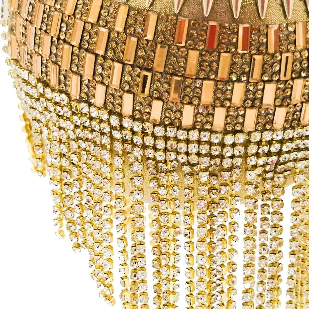 Boutique De FGG Round Ball Crystal Clutch Purse Women Formal Evening Bags Wedding Party Tassel Rhinestone Clutch Bags,Mini