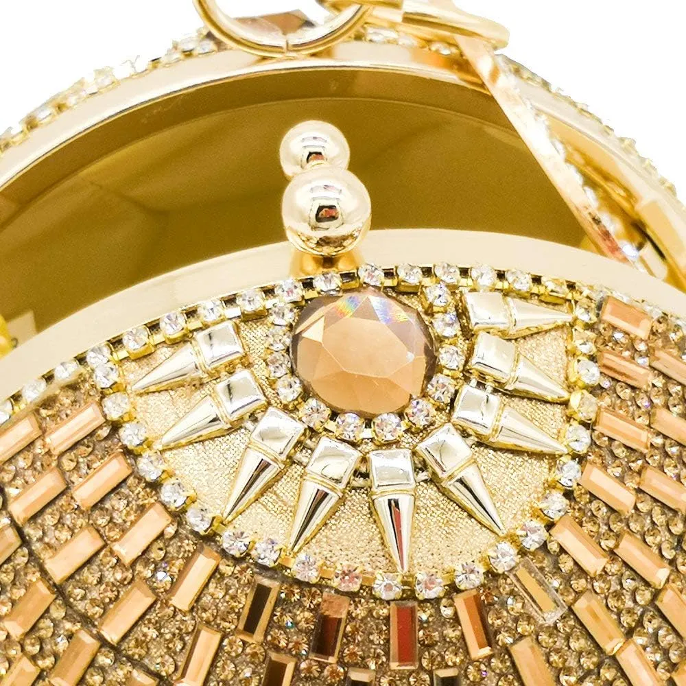 Boutique De FGG Round Ball Crystal Clutch Purse Women Formal Evening Bags Wedding Party Tassel Rhinestone Clutch Bags,Mini