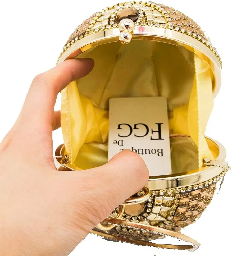 Boutique De FGG Round Ball Crystal Clutch Purse Women Formal Evening Bags Wedding Party Tassel Rhinestone Clutch Bags,Mini