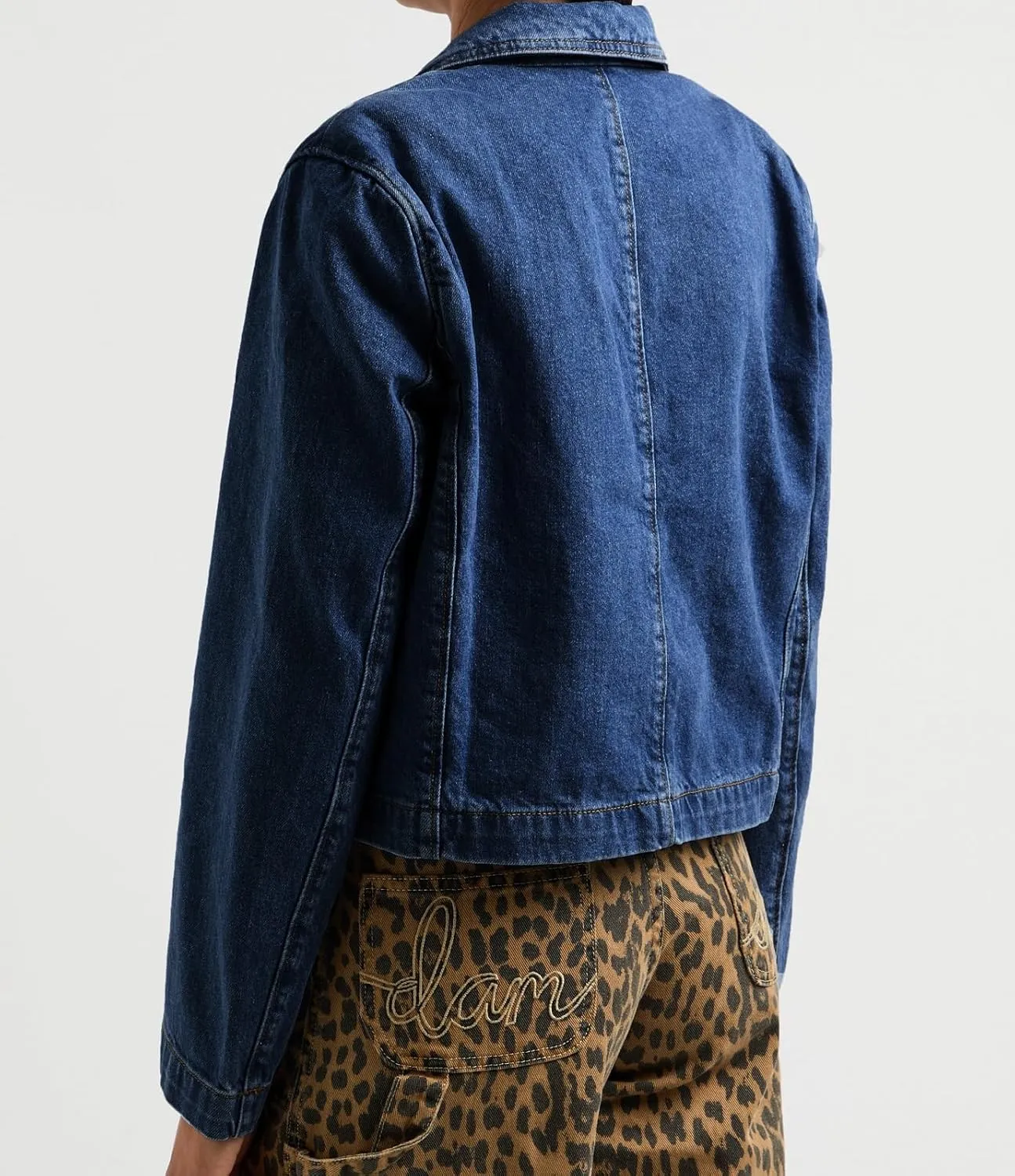 Bowanadacles Woman Fashion Tie Up Denim Jacket Fall Lapel Neck Open Front Jeans Top Long Sleeves Crop Denim Coat Streetwear