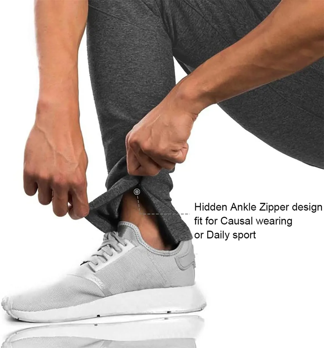 BROKIG Mens Jogger Sport Pants, Casual Zipper Gym Workout Sweatpants Pockets