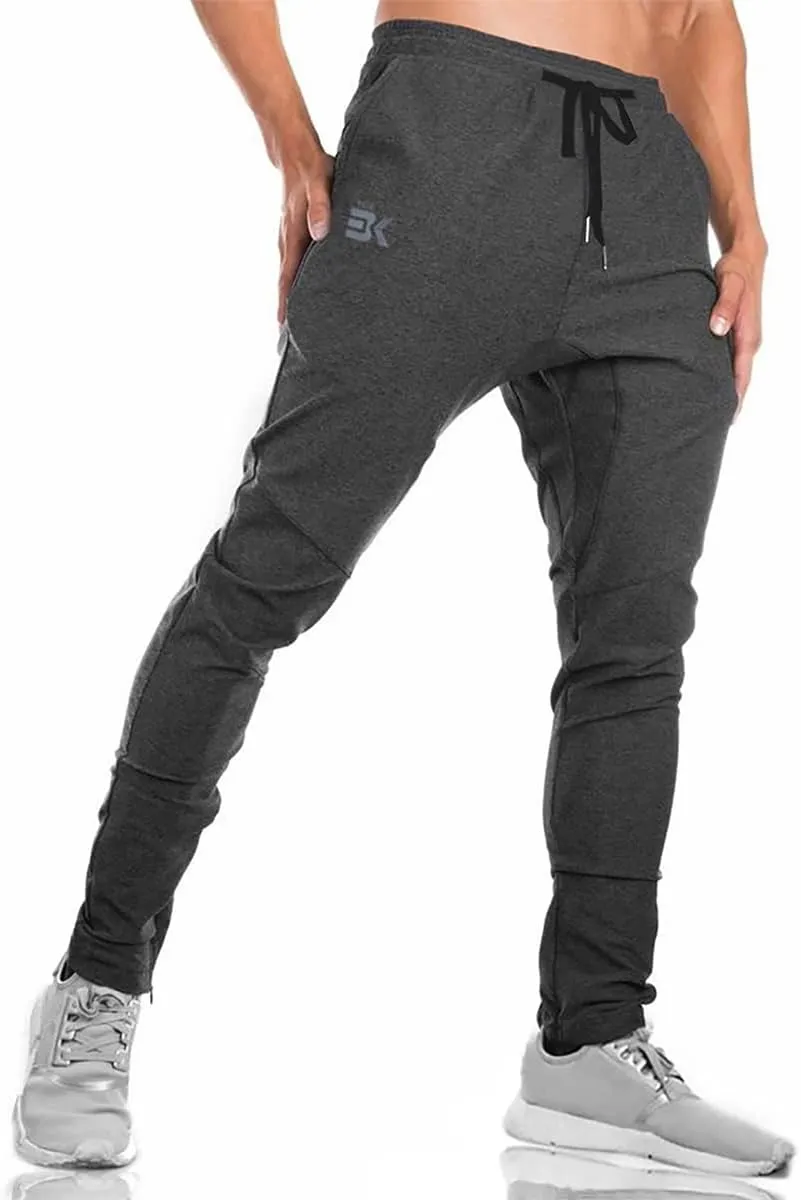 BROKIG Mens Jogger Sport Pants, Casual Zipper Gym Workout Sweatpants Pockets
